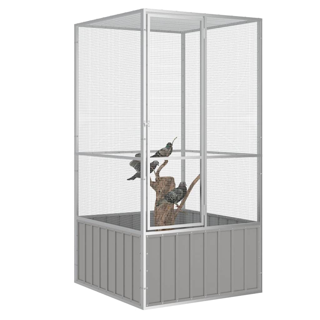 Vidaxl Bird Cage 111x107x211,5 cm Gray en acier galvanisé