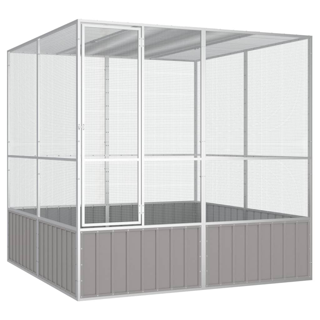 Vidaxl Bird Cage 213.5x217.5x211.5 cm Gray en acier galvanisé