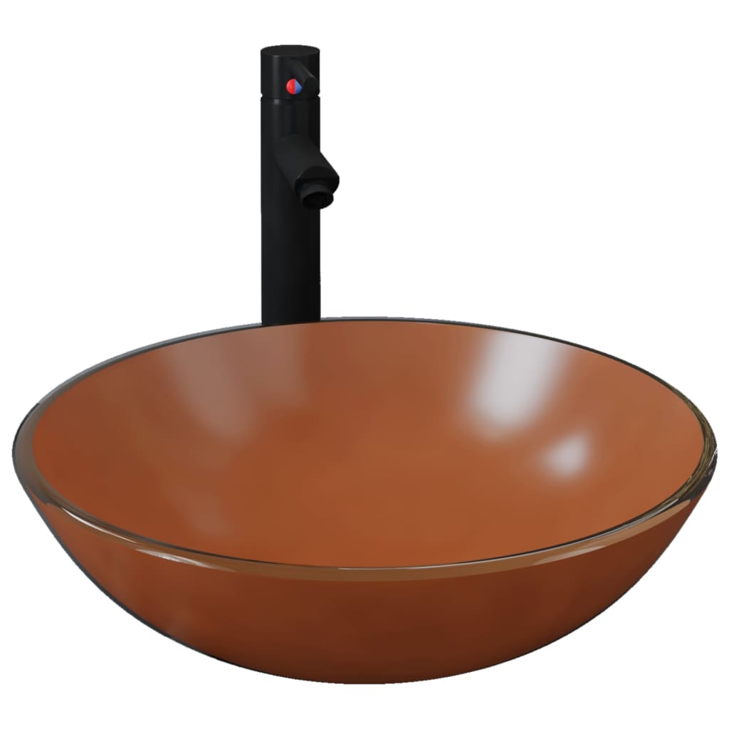 Vidaxl Washingin avec grue et en verre de vidange pop-up marron en verre
