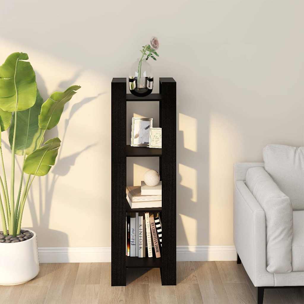Vidaxl boekenkast kamerscherm 41x35x125 cm massief grenenhout zwart