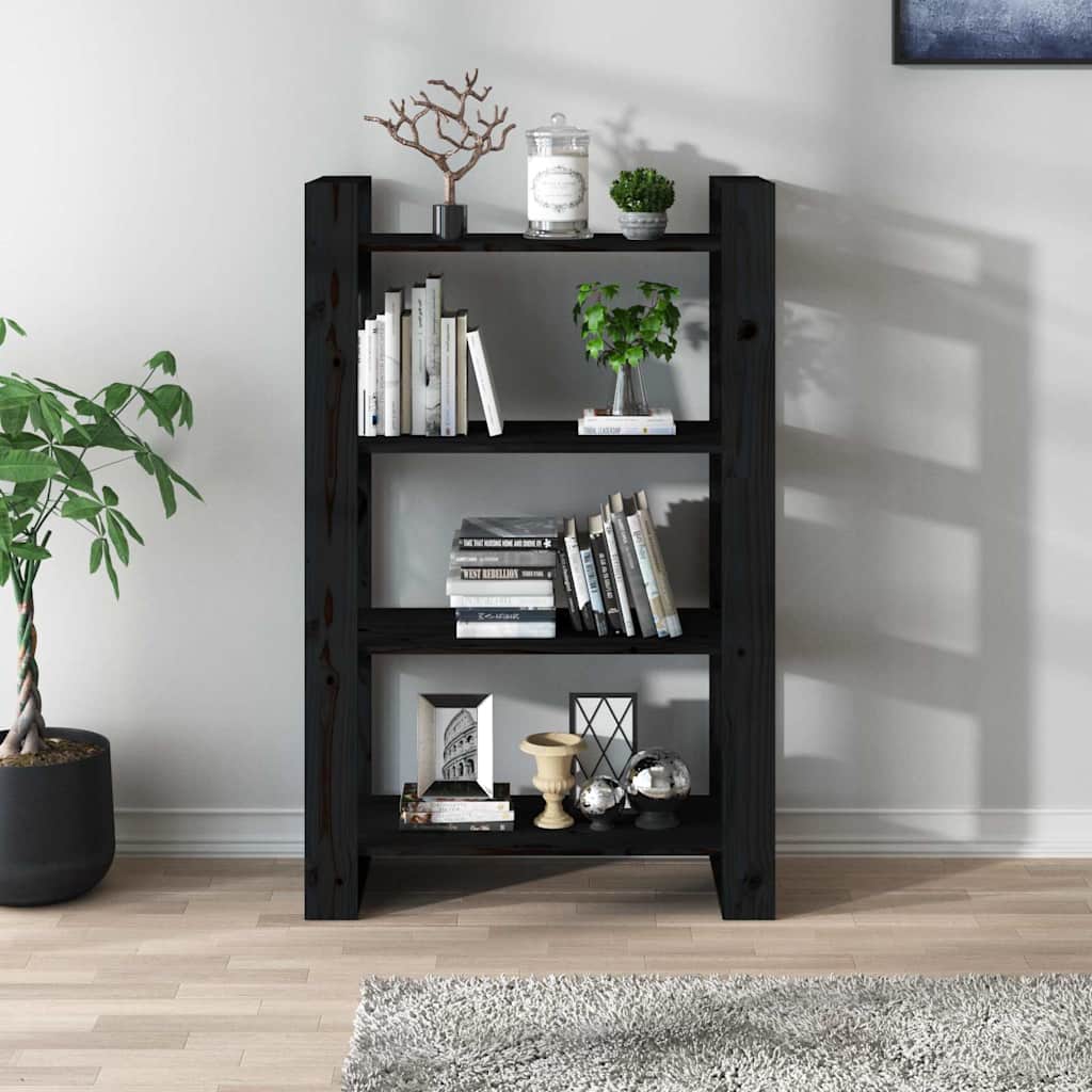 Vidaxl boekenkast kamerscherm 80x35x125 cm massief grenenhout zwart
