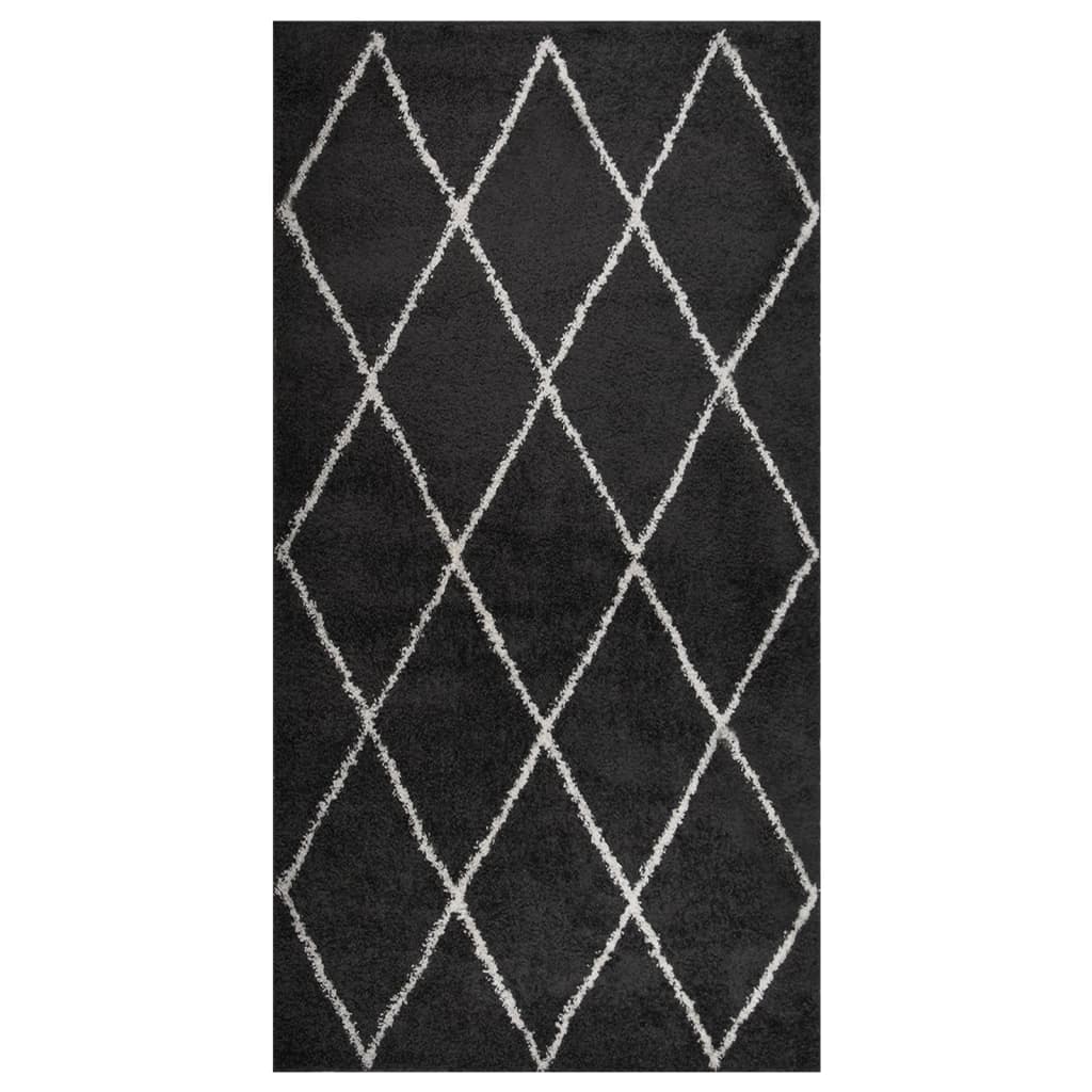 Tapis vidaxl Haut-pile haut de gamme 80x150 cm Crème et couleur anthracite