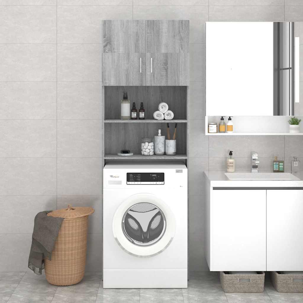 Vidaxl Washing Machine Cabinet 64x25.5x190 cm Gray Sonoma Oak colored