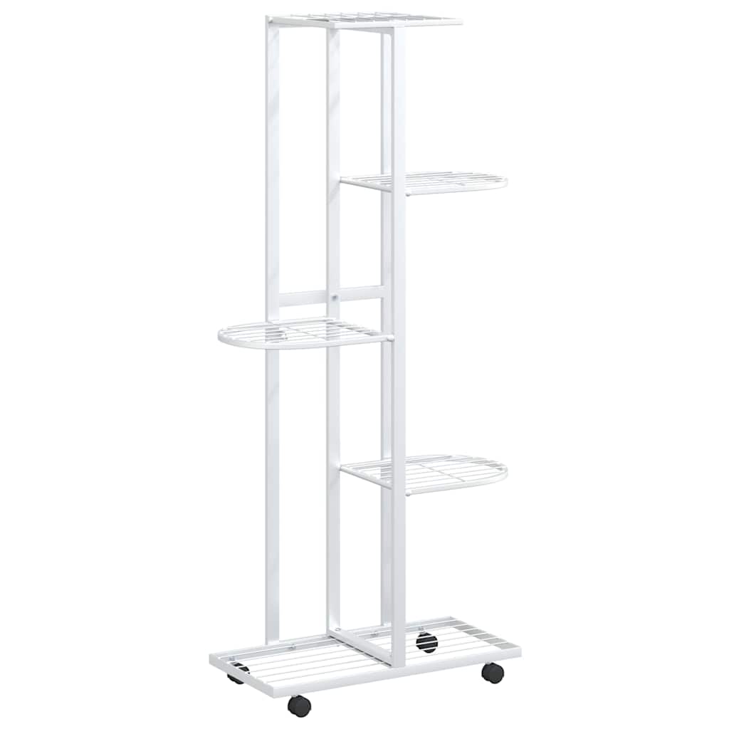 Norme de fleur de Vidaxl avec roues 5 couches 44x23x100 cm Blanc