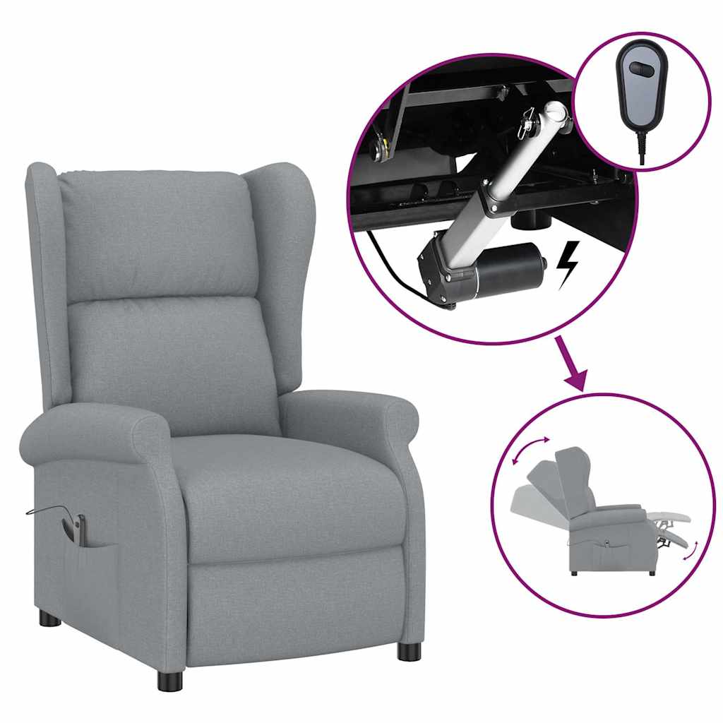 Vidaxl fauteuil elektrisch verstelbaar stof lichtgrijs