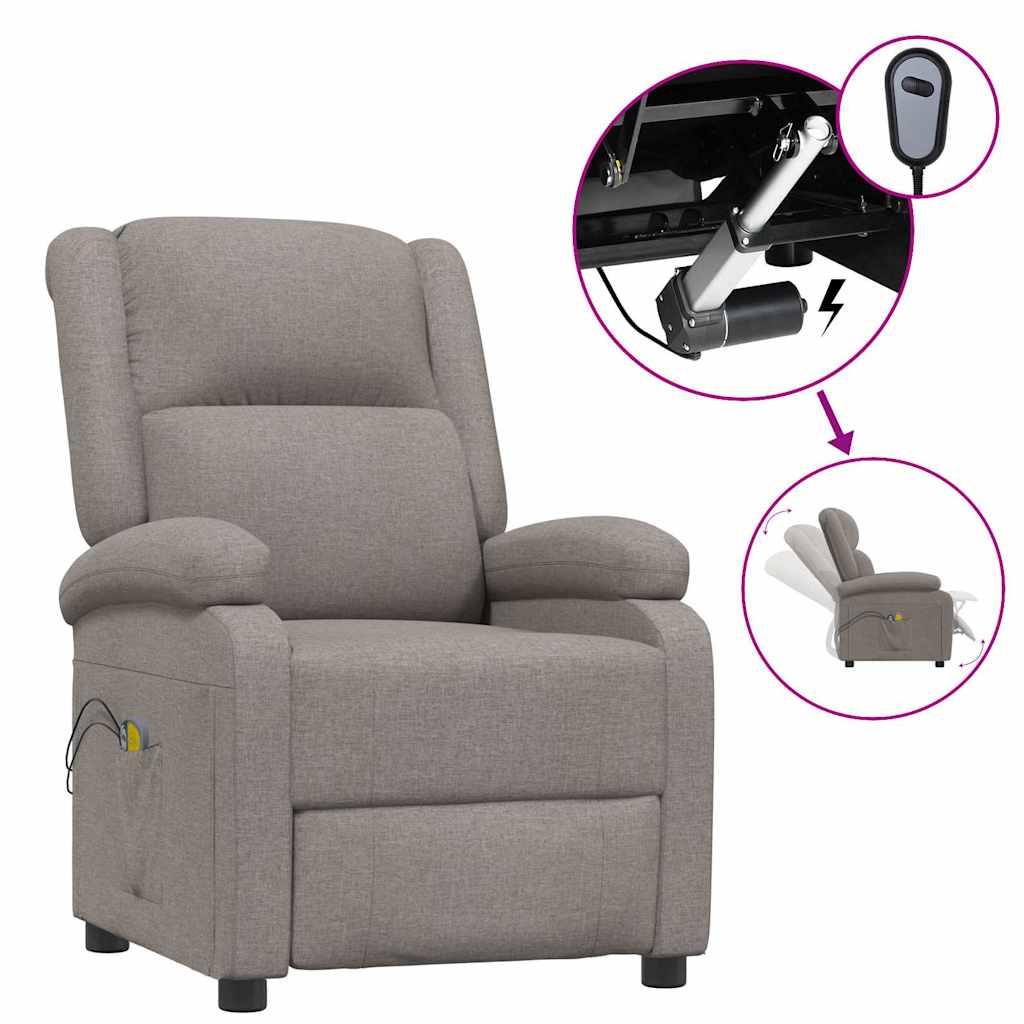 Vidaxl massagestoel elektrisch stof taupe