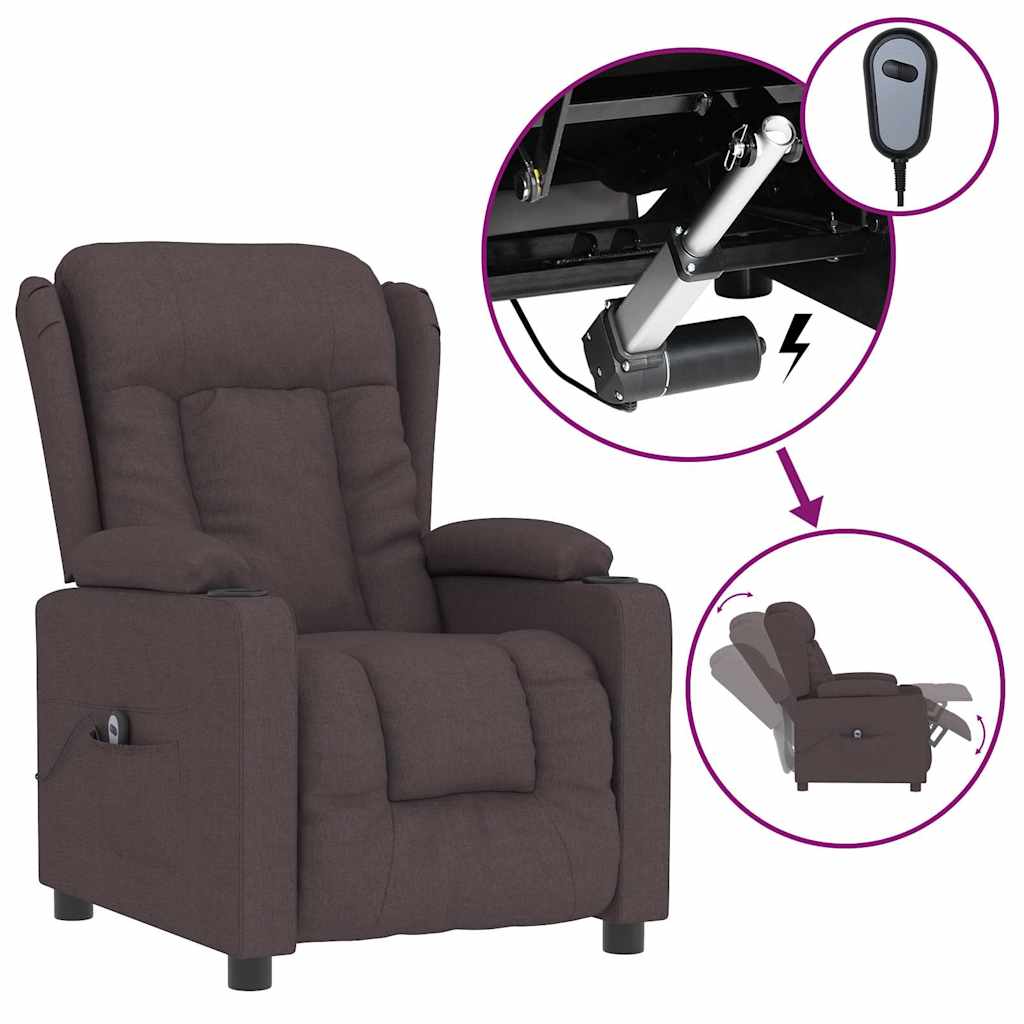 Vidaxl fauteuil verstelbaar elektrisch stof donkerbruin