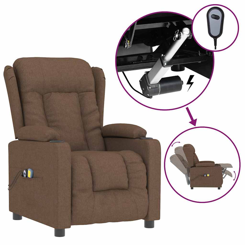 Vidaxl massagestoel elektrisch verstelbaar stof bruin