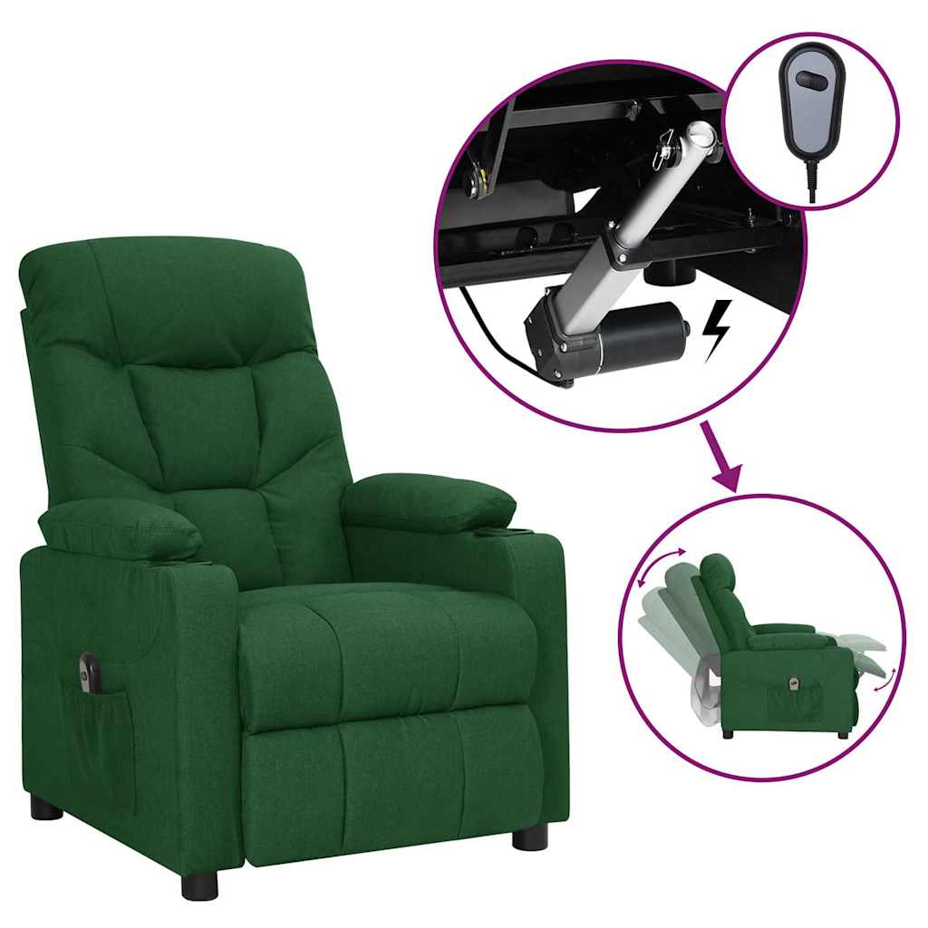 Vidaxl fauteuil verstelbaar elektrisch stof donkergroen