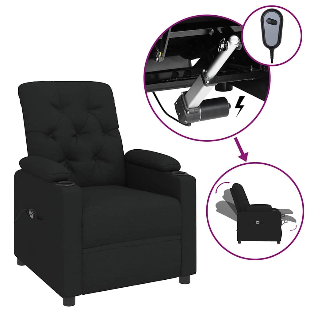Vidaxl fauteuil verstelbaar elektrisch stof zwart