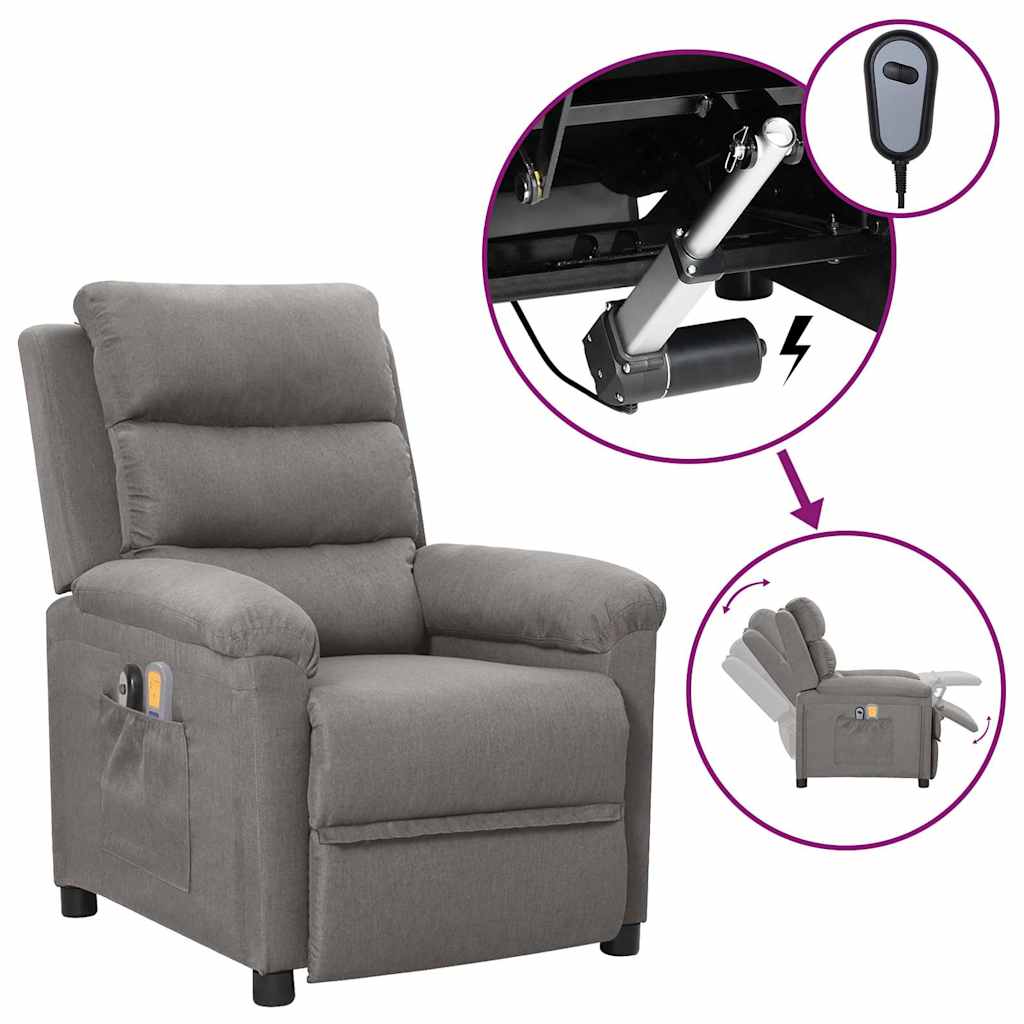 Vidaxl massagestoel elektrisch stof lichtgrijs