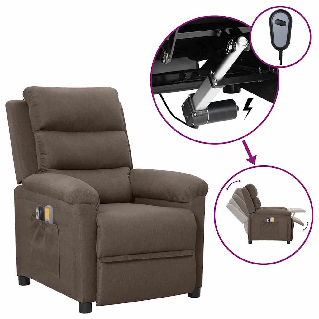 Vidaxl massagestoel elektrisch stof taupe