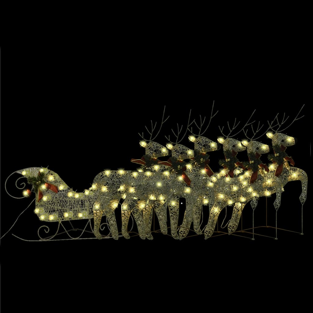 VidaXL Décoration de Noël extérieure renne et traîneau 140 LED couleur or