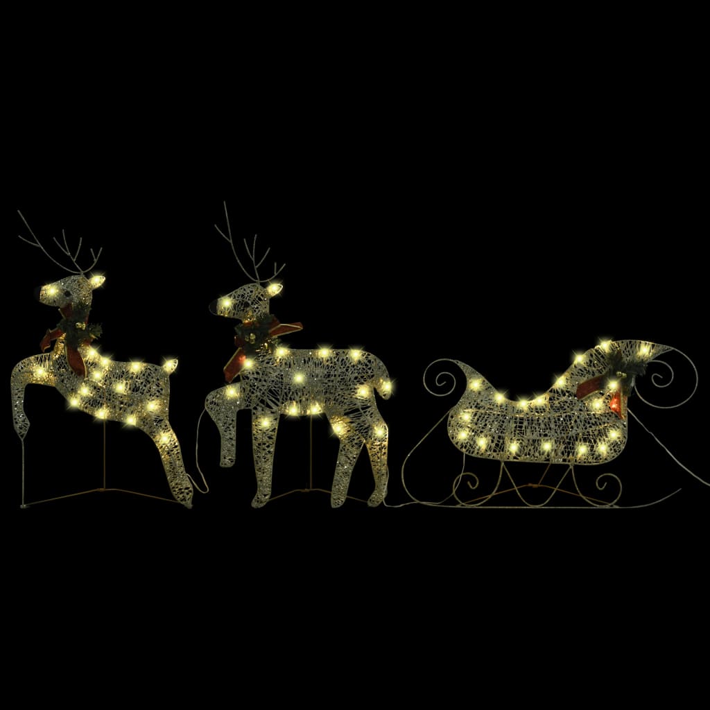 VidaXL Décoration de Noël extérieure renne et traîneau 140 LED couleur or