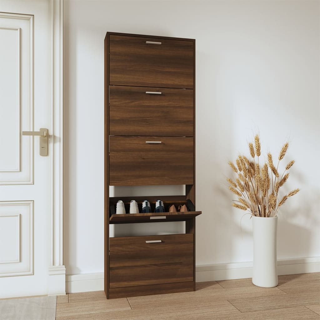 Armoire à chaussures Vidaxl 59x17x169 cm Couleur de chêne brun en bois propriété