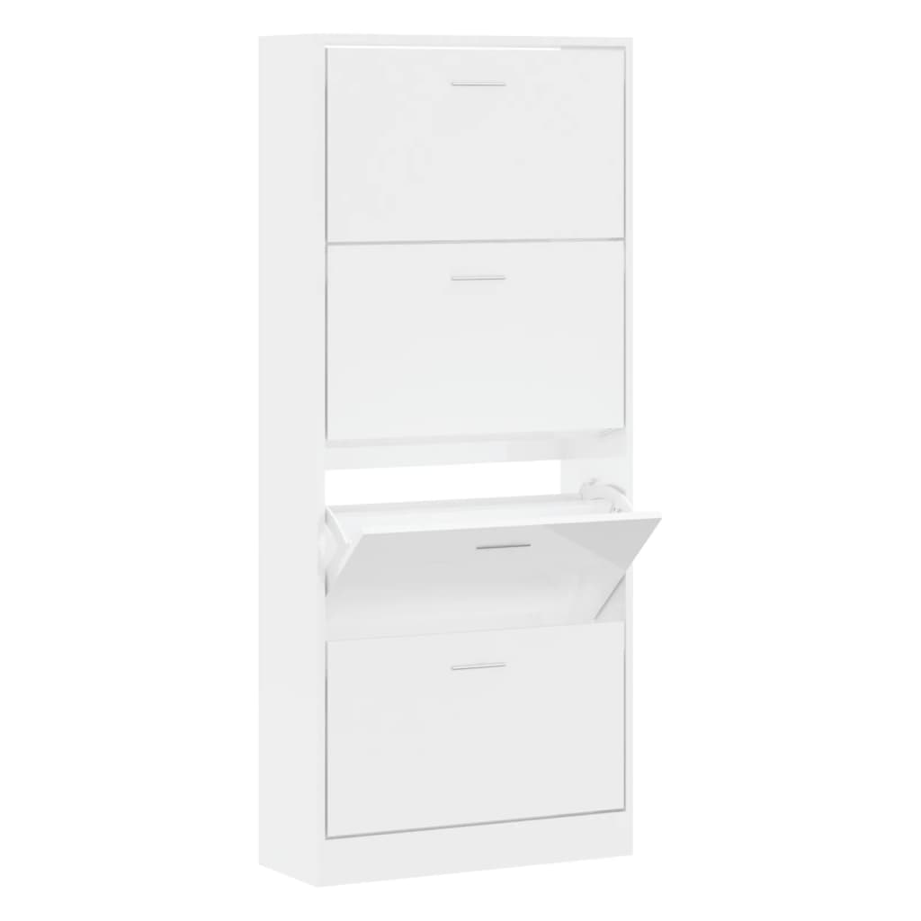 Vidaxx armoire à chaussures 63x24x147 cm bois fini blanc brillant