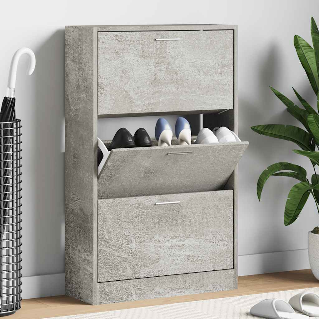 Vidaxx meuble à chaussures 63x24x103 cm dérivé du bois béton gris
