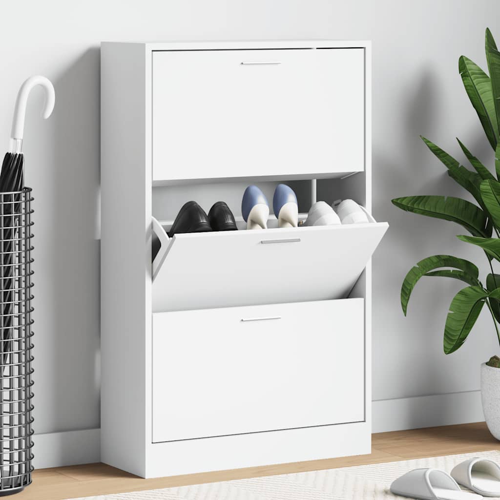 Vidaxx armoire à chaussures 63x24x103 cm bois fini blanc brillant