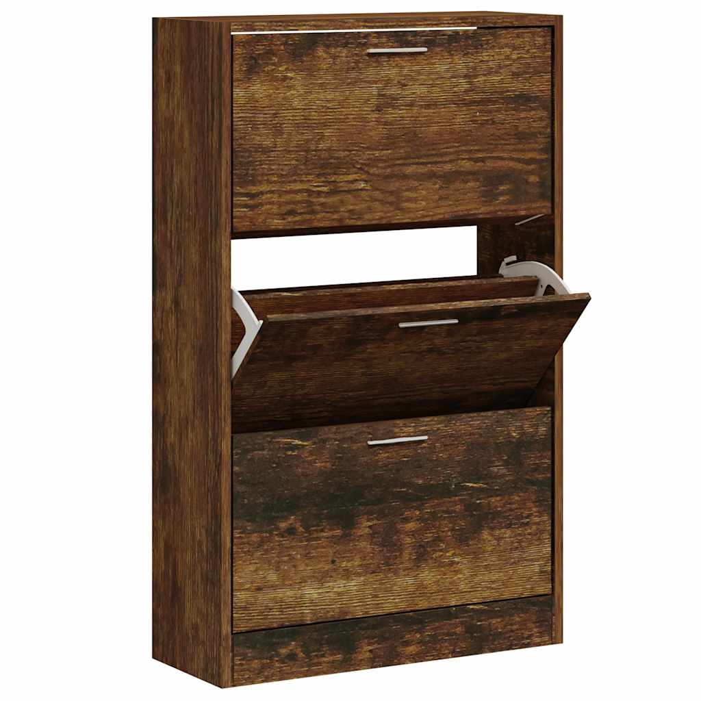 Vidaxx armoire à chaussures 63x24x103 cm bois traité, chêne fumé