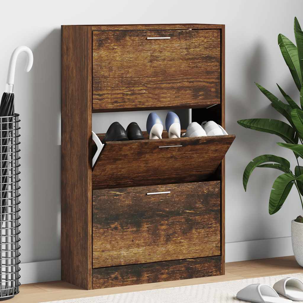Vidaxx armoire à chaussures 63x24x103 cm bois traité, chêne fumé