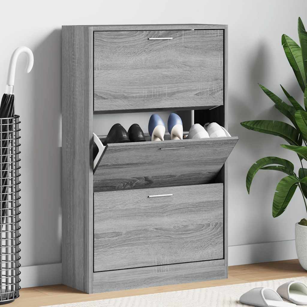 VidaXL armoire à chaussures 63x24x103 cm bois fini gris Sonoma