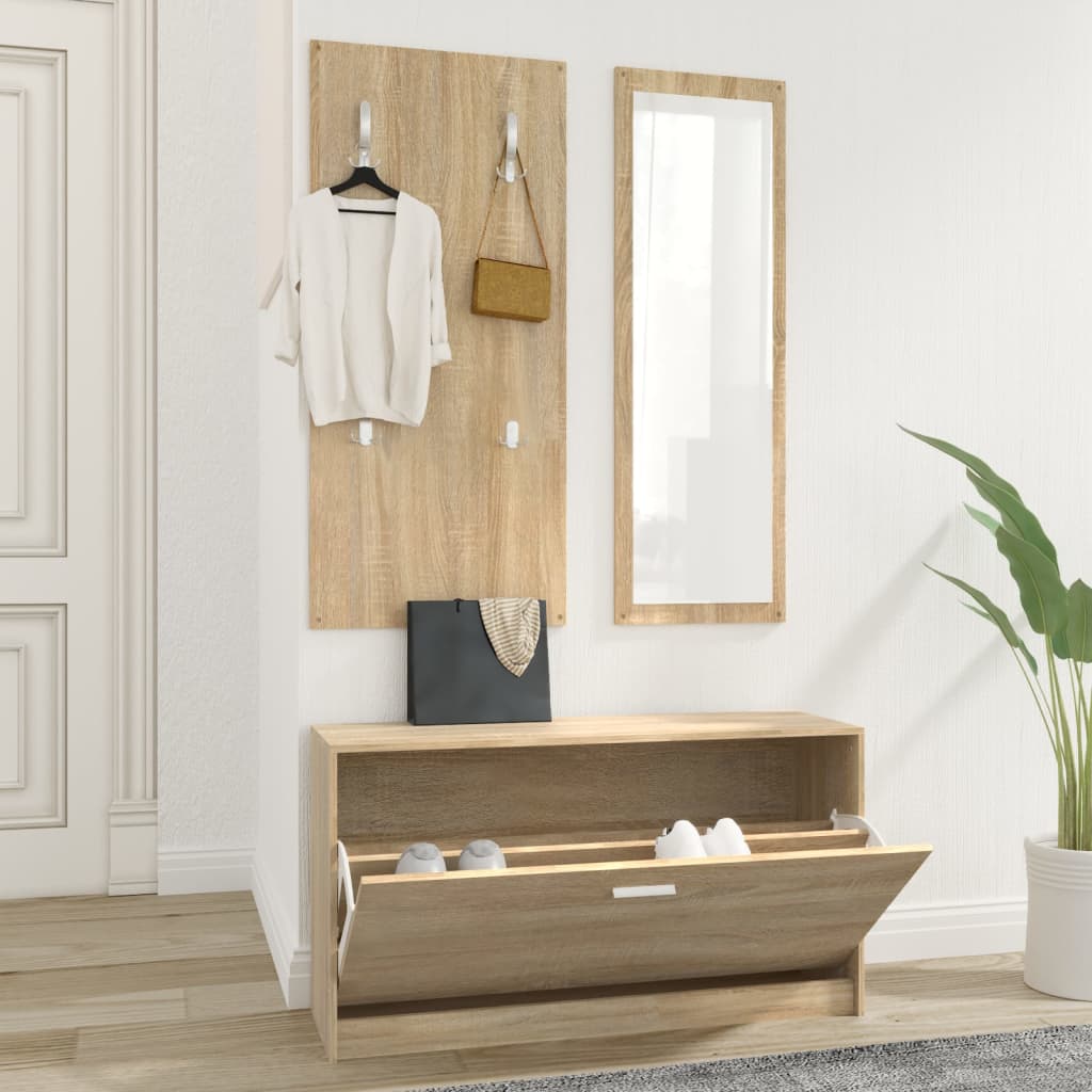Ensemble d'armoire à chaussures Vidaxl 3-en-1 en bois édité sonoma colored
