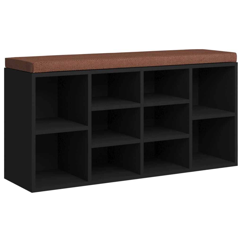 Vidaxl schoenenbank 103x30x48 cm bewerkt hout zwart