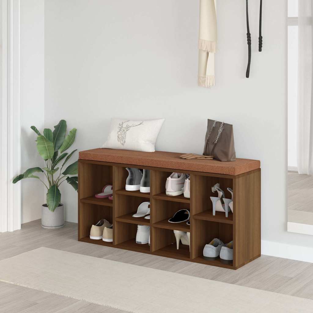 Vidaxl schoenenbank 103x30x48 cm bewerkt hout bruin eikenkleur