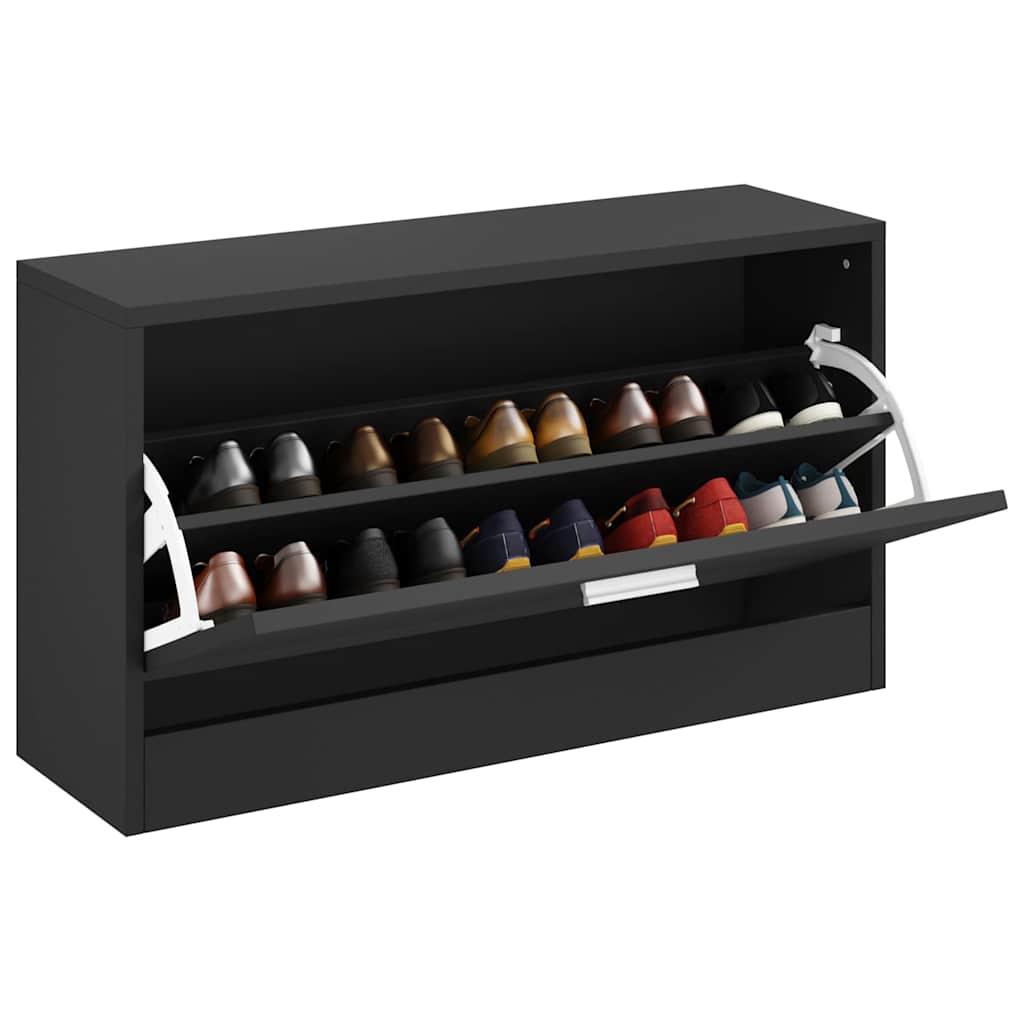 Vidaxx banc à chaussures 80x24x45 cm bois fini noir