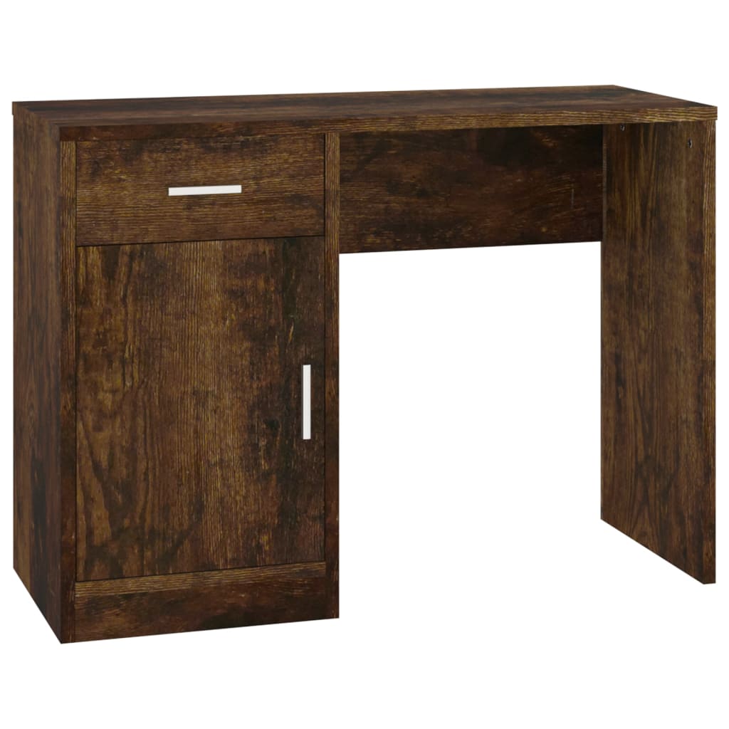 Vidaxl bureau met kast en lade 100x40x73 cm bewerkt hout gerookt eiken