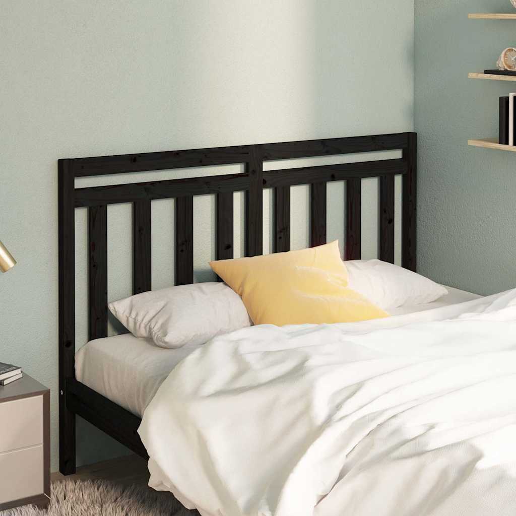 Vidaxl hoofdbord 126x4x100 cm massief grenenhout zwart