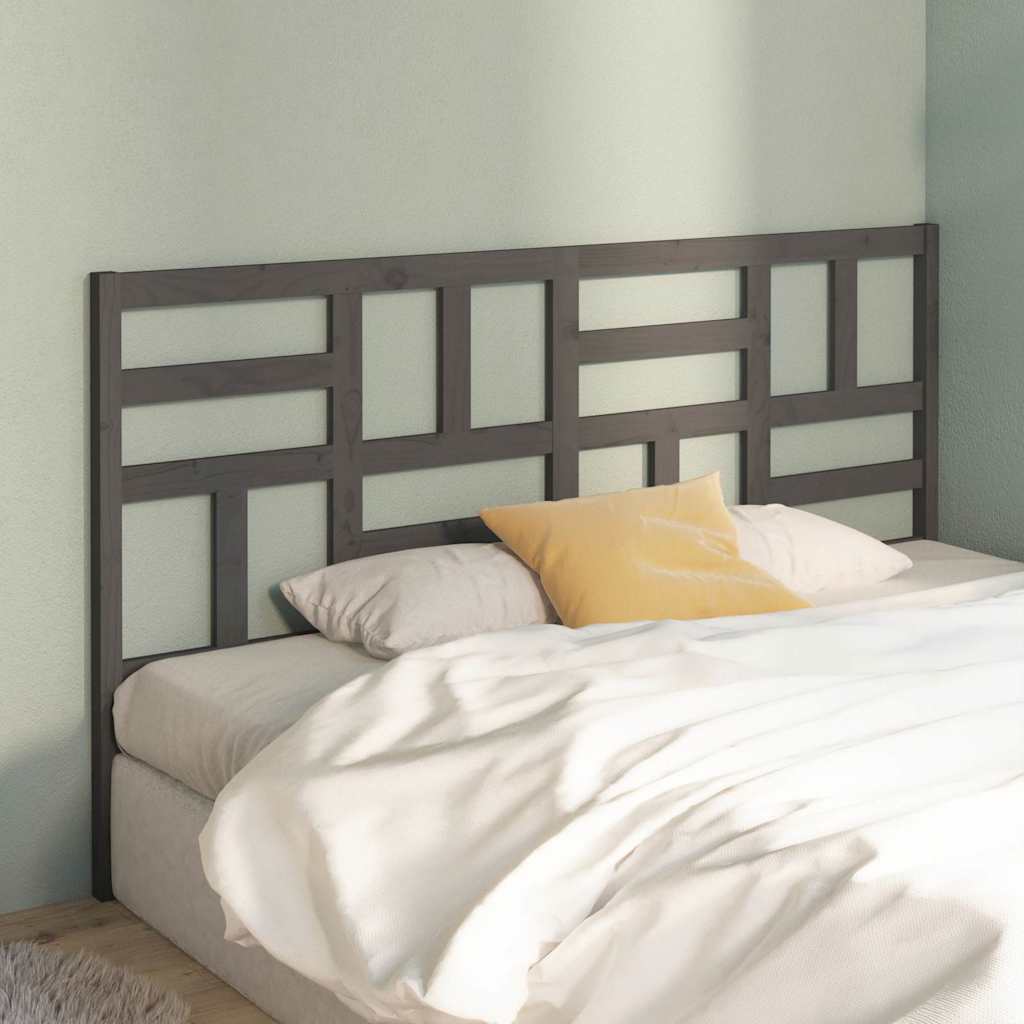 Vidaxl hoofdbord 206x4x104 cm massief grenenhout grijs