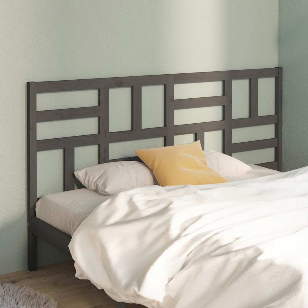 Vidaxl hoofdbord 206x4x104 cm massief grenenhout grijs