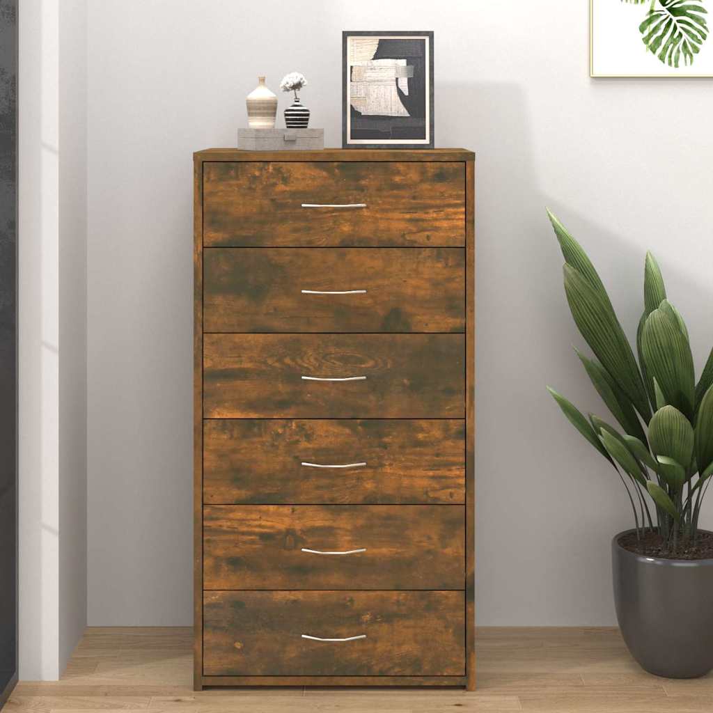 Vidaxl dressoir met 6 lades 50x34x96 cm bewerkt hout gerookt eiken