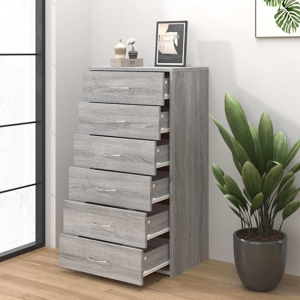 Vidaxl dressoir met 6 lades 50x34x96 cm bewerkt hout grijs sonoma