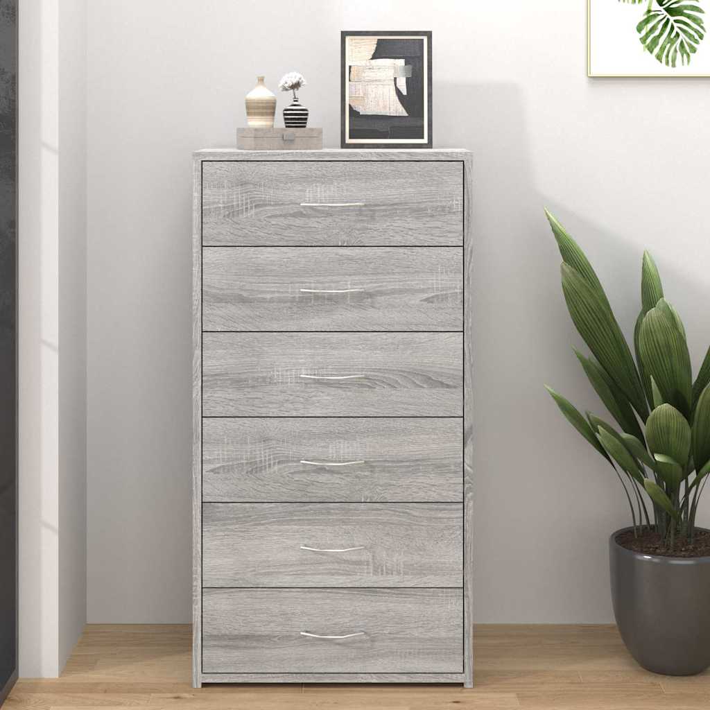 Vidaxl dressoir met 6 lades 50x34x96 cm bewerkt hout grijs sonoma