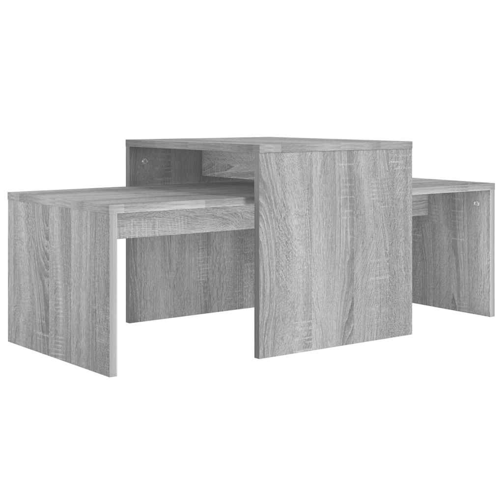 Vidaxl salontafelset 100x48x40 cm bewerkt hout grijs sonoma eikenkleur