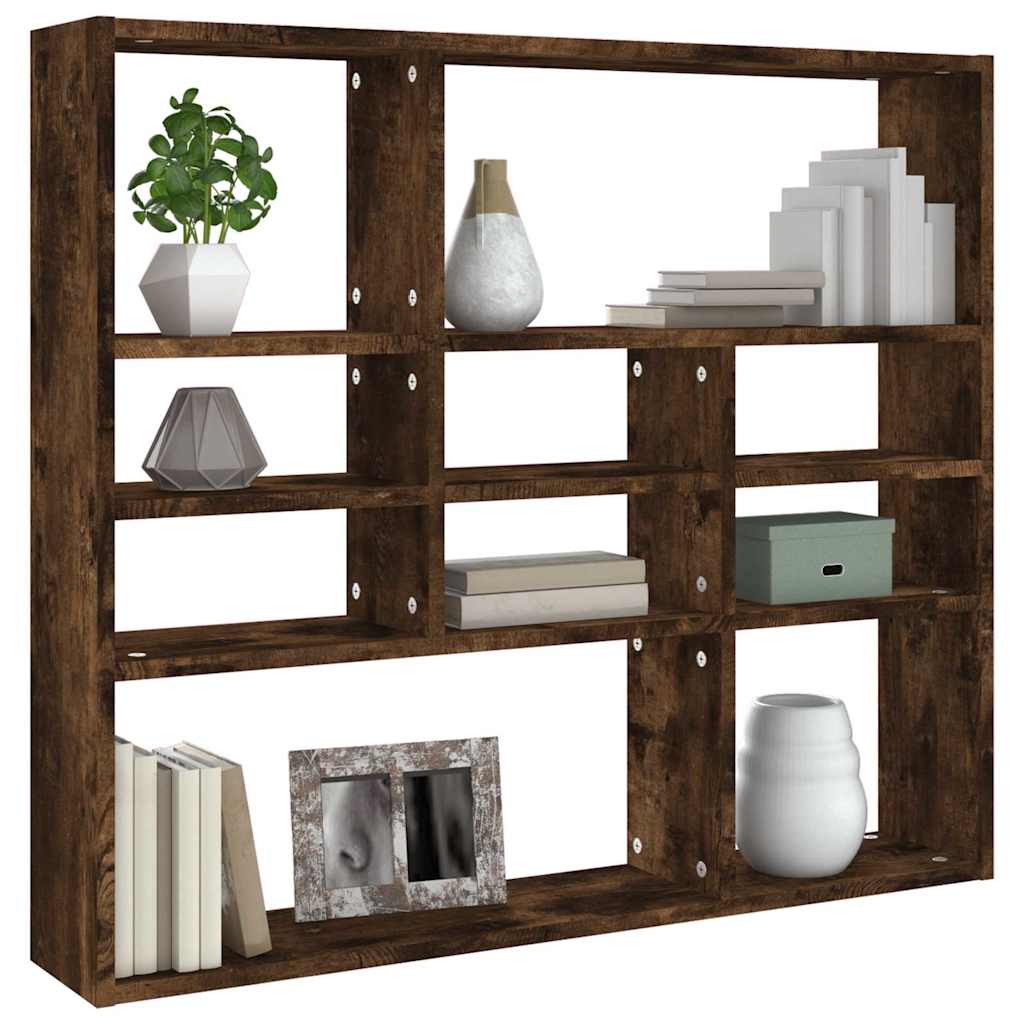 Vidaxl wandschap 90x16x78 cm bewerkt hout gerookt eikenkleurig