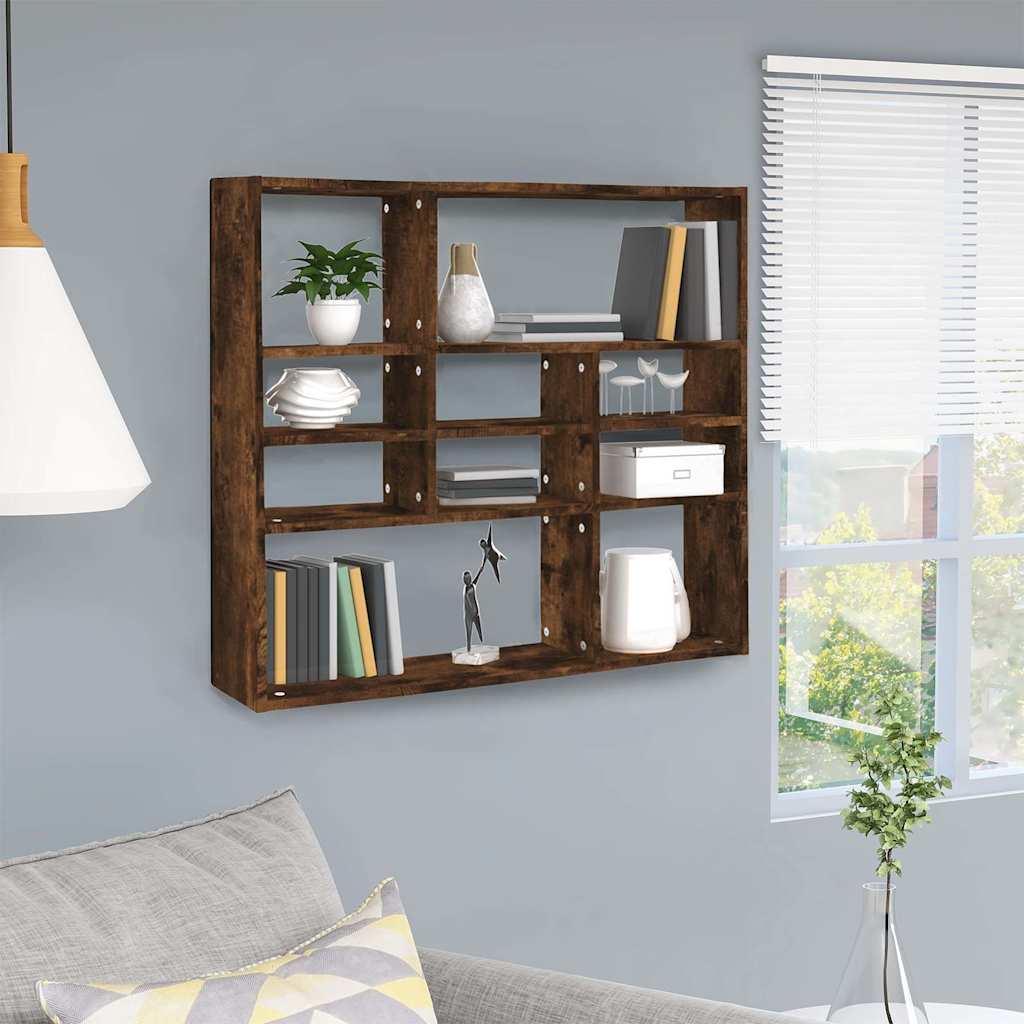 Vidaxl wandschap 90x16x78 cm bewerkt hout gerookt eikenkleurig