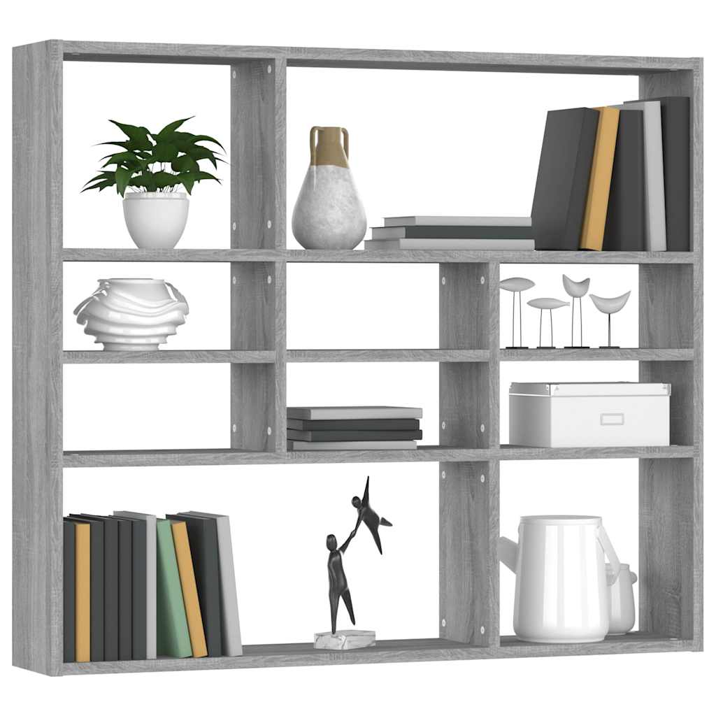 Vidaxl wandschap 90x16x78 cm bewerkt hout grijs sonoma eikenkleurig