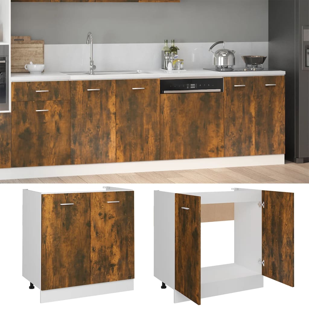 Vidaxl wastafelonderkast lyon 80x46x81,5 cm gerookt eikenkleurig
