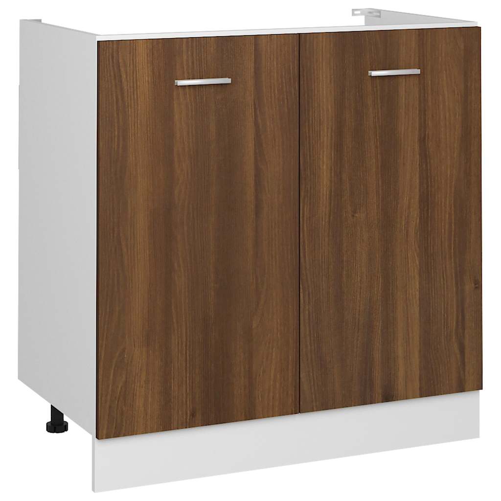 Vidaxl gootsteenkast lyon 80x46x81,5 cm bewerkt hout bruin eikenkleur
