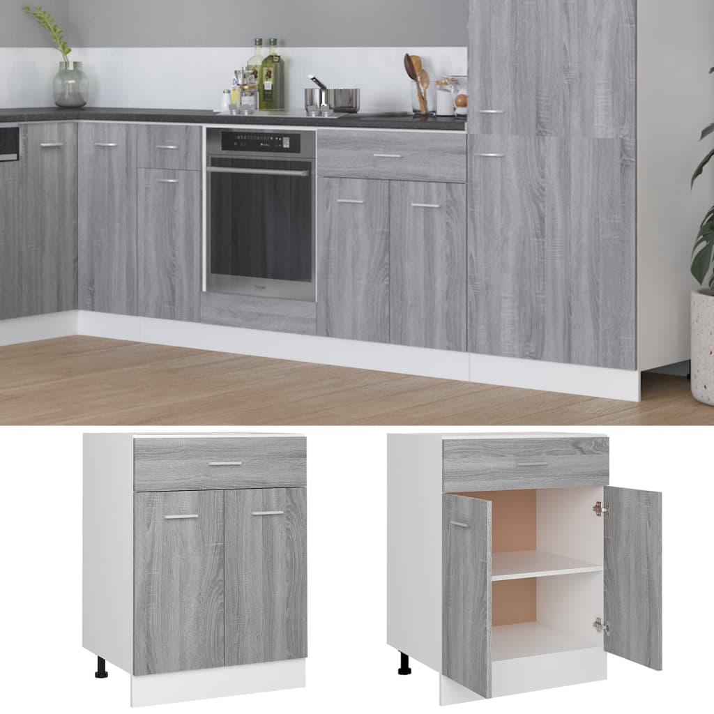 Vidaxl onderkast met lade lyon 60x46x81,5 cm bewerkt hout grijs sonoma