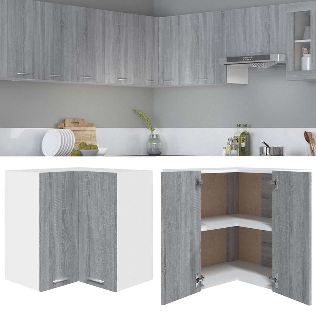 Vidaxl hanghoekkast lyon 57x57x60 cm bewerkt hout grijs sonoma eikenkleurig