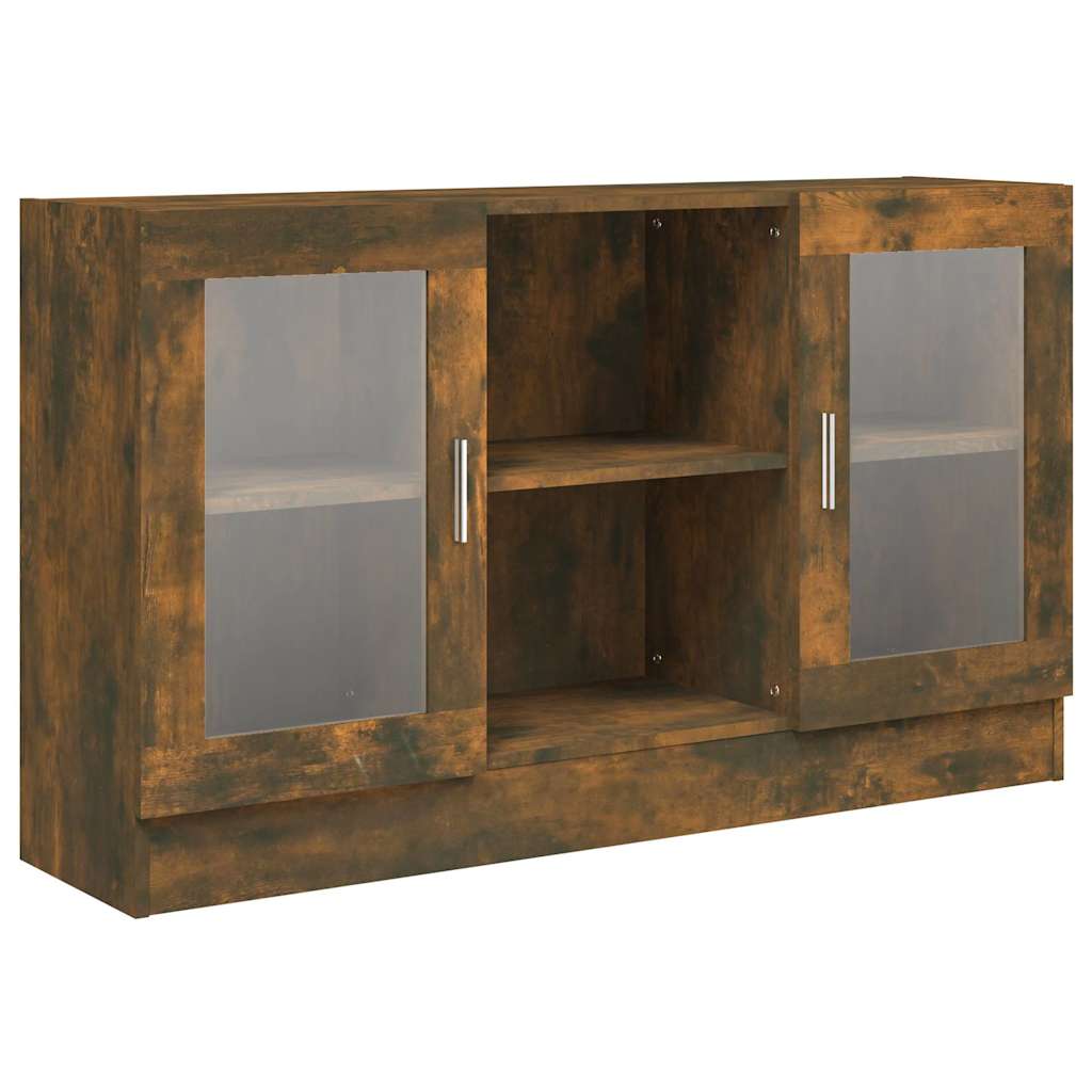 Vidaxl vitrinekast 120x30,5x70 cm bewerkt hout gerookt eikenkleurig