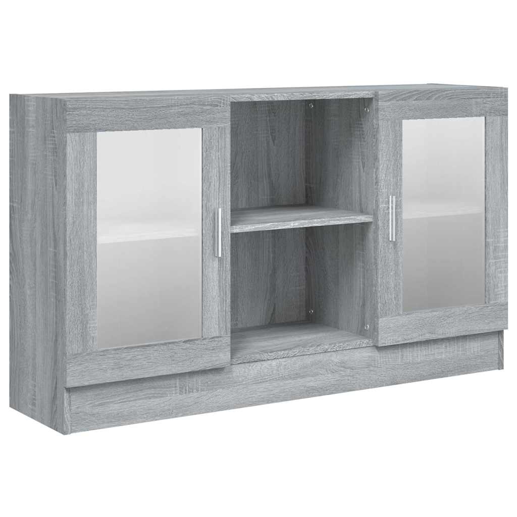 Vidaxl vitrinekast 120x30,5x70 cm bewerkt hout grijs sonoma eiken