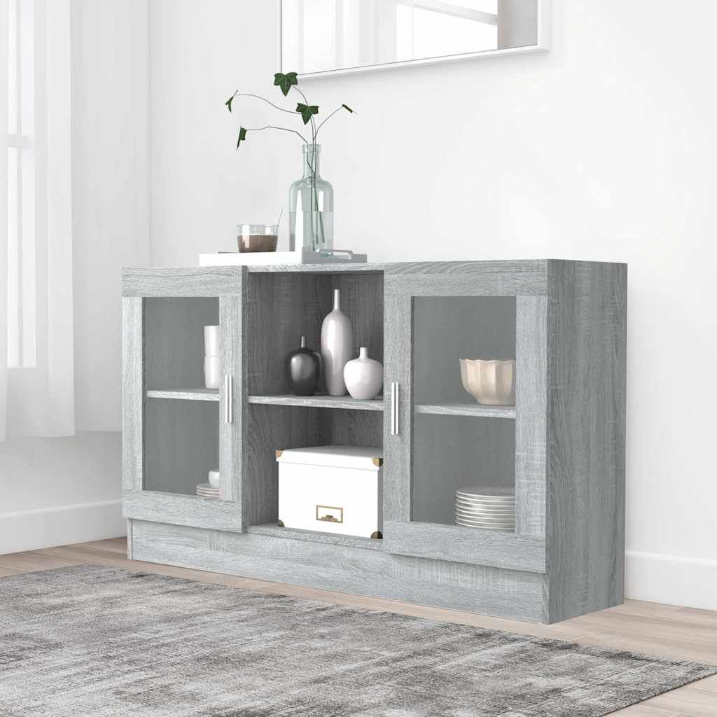 Vidaxl vitrinekast 120x30,5x70 cm bewerkt hout grijs sonoma eiken