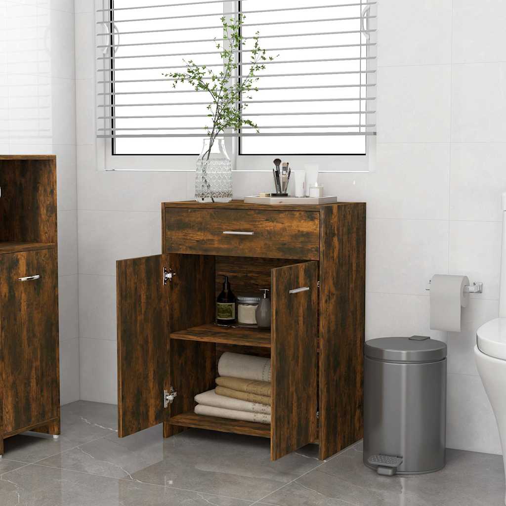 Vidaxl badkamerkast 60x33x80 cm bewerkt hout gerookt eikenkleurig