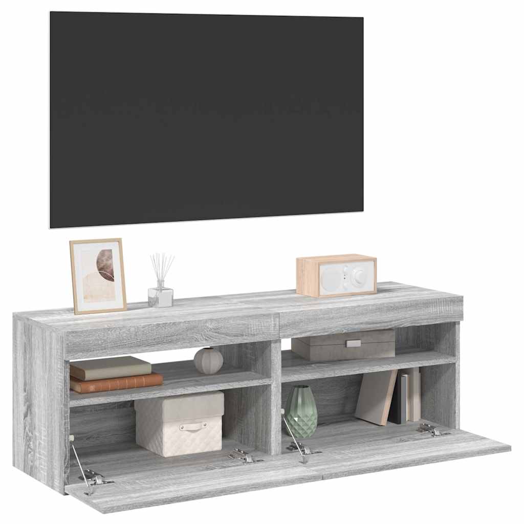 Vidaxl tv-meubels 2 st met led-verlichting 60x35x40 cm grijs sonoma