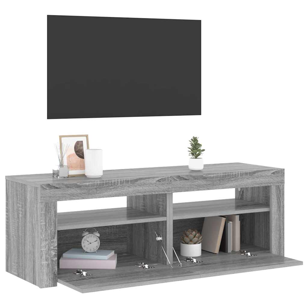 Vidaxl tv-meubel met led-verlichting 120x35x40 cm grijs sonoma eiken